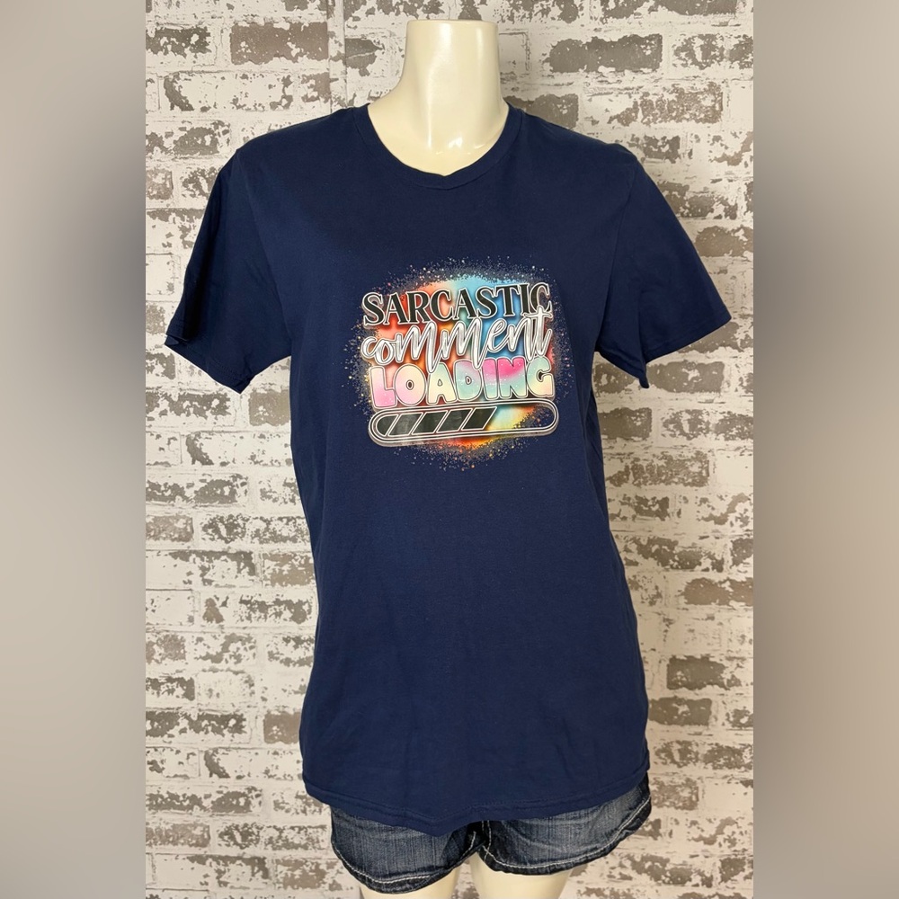 Unworn unisex medium Hanes nano-T with “Sarcastic Comment Loading” graphic